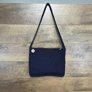 THE SAK Crossbody Bag Navy Crochet Single Strap Single Compartment Lined Purse M